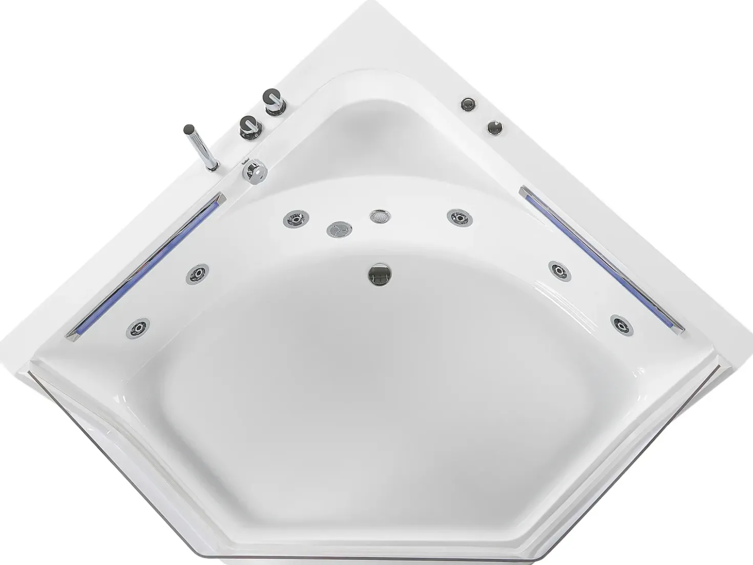 Vasca idromassaggio angolare con LED CACERES 211 x 150 cm Bianco