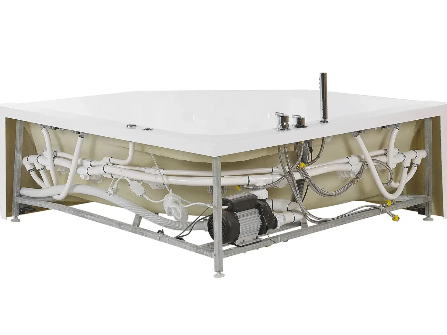 Vasca idromassaggio angolare con LED CACERES 211 x 150 cm Bianco