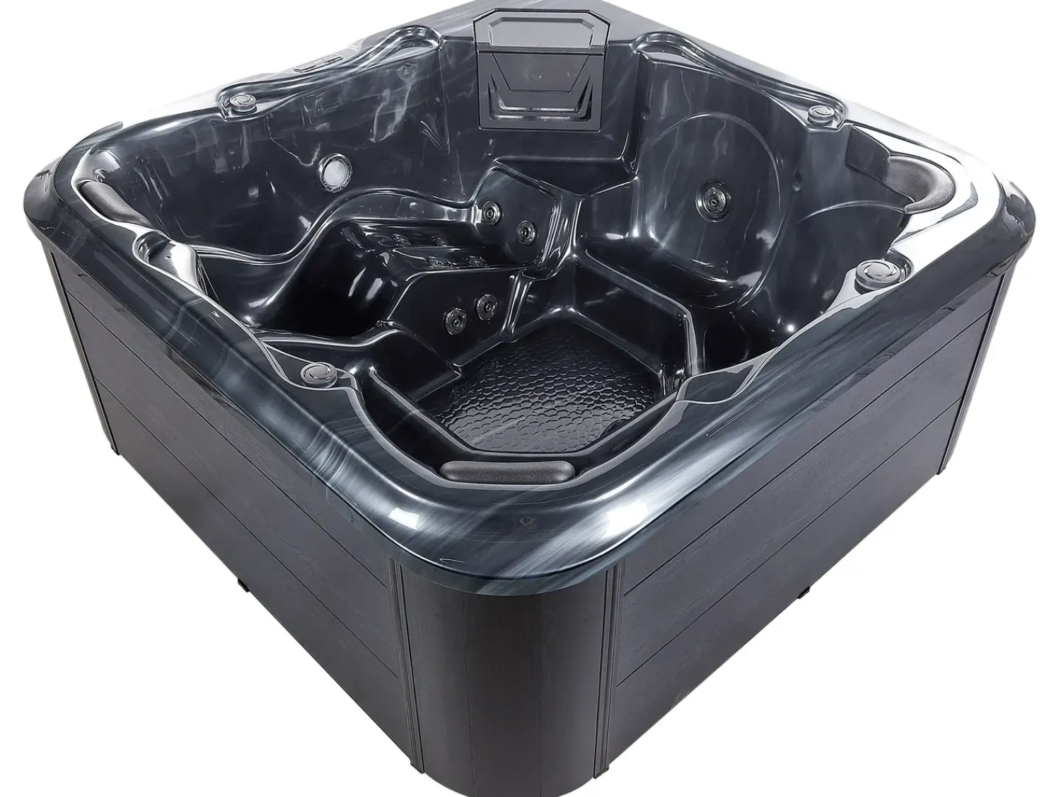Beliani Vasca idromassaggio da esterno con LED TULAROSA Grigio grafite Argento Grigio Nero