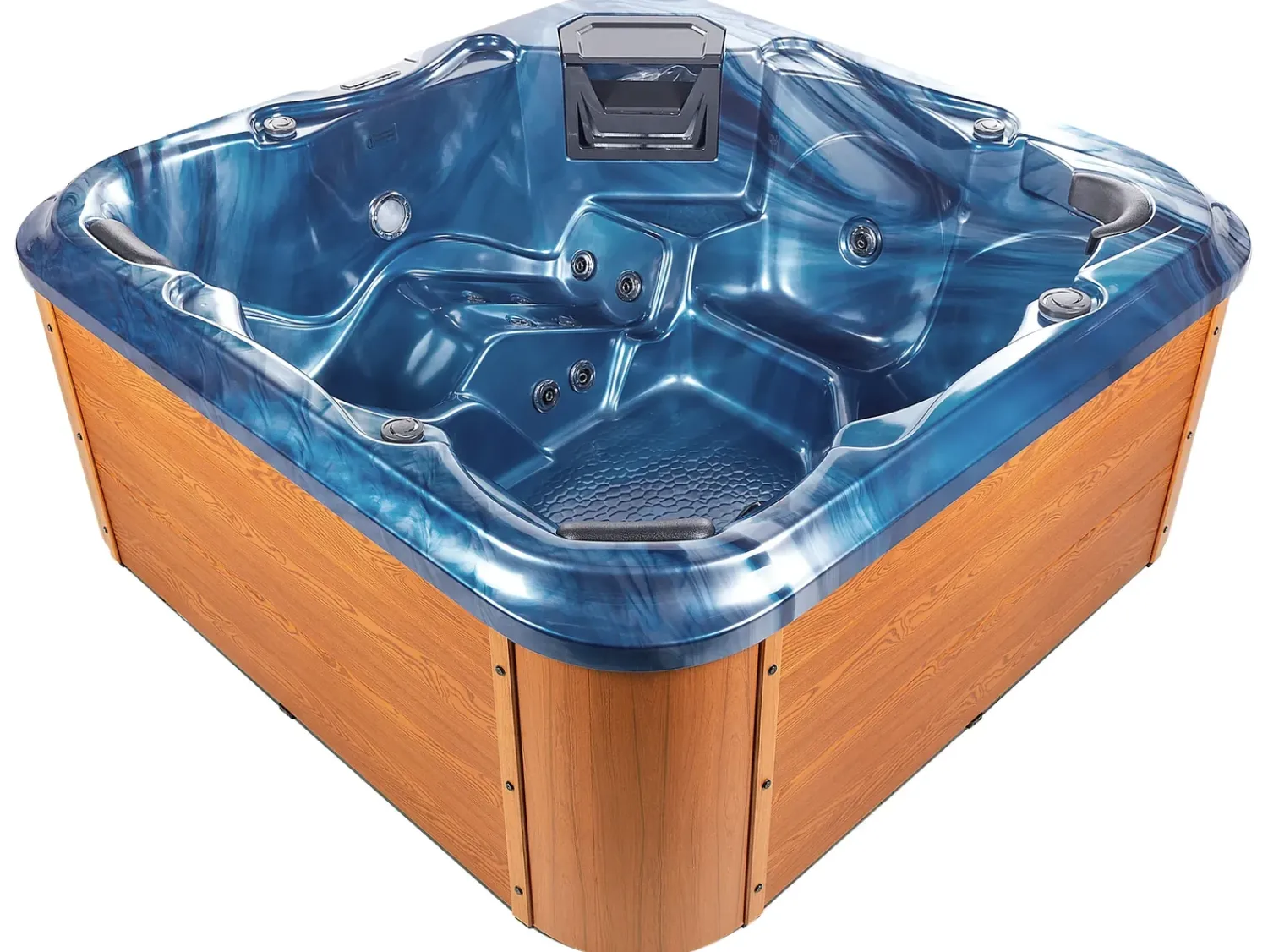 Hot Beliani Vasca idromassaggio da esterno con LED TULAROSA Blu Blu Argento Marrone Nero