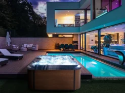 Online Beliani Vasca idromassaggio da esterno con LED ARCELIA Blu Marrone Blu