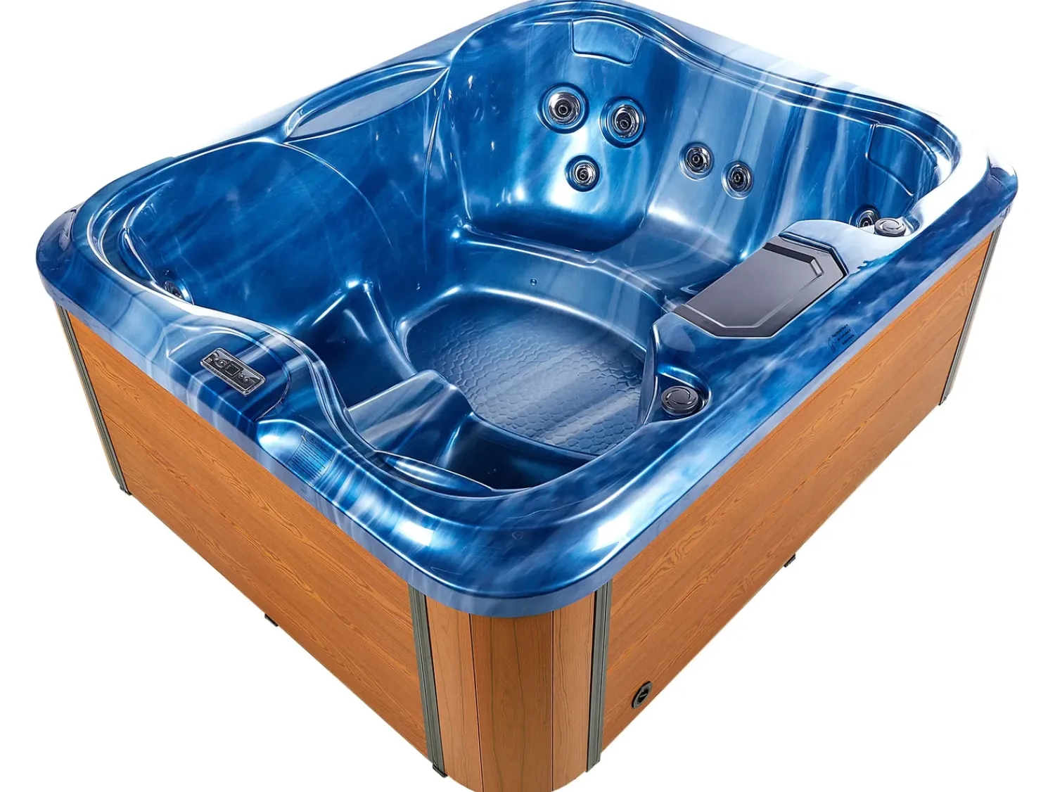 Online Beliani Vasca idromassaggio da esterno con LED ARCELIA Blu Marrone Blu
