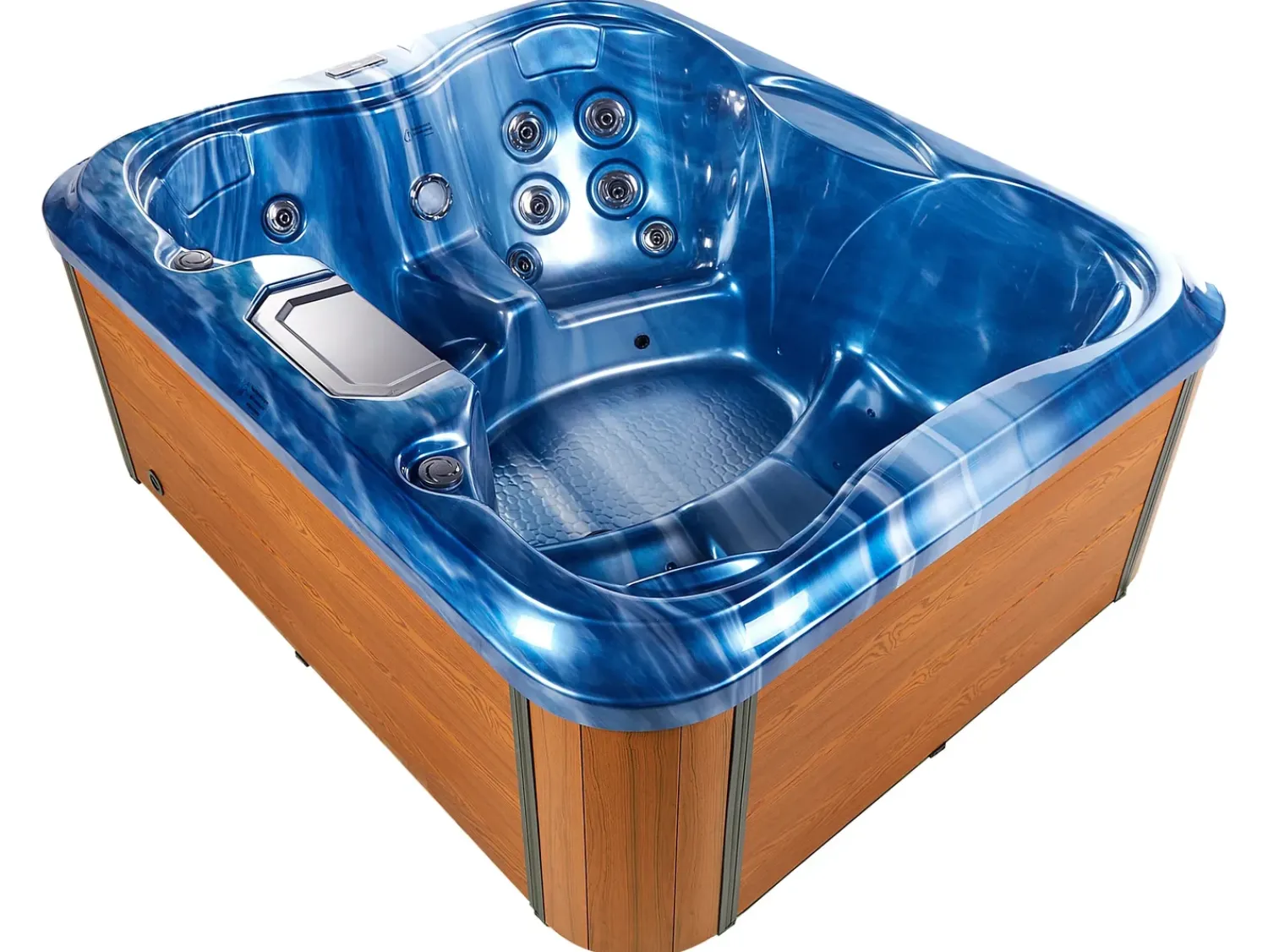Online Beliani Vasca idromassaggio da esterno con LED ARCELIA Blu Marrone Blu