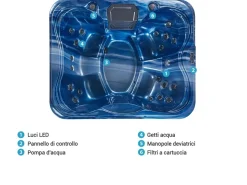 Online Beliani Vasca idromassaggio da esterno con LED ARCELIA Blu Marrone Blu
