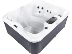 Beliani Vasca idromassaggio da esterno con LED ARCELIA Bianco Bianco Grigio