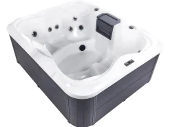 Beliani Vasca idromassaggio da esterno con LED ARCELIA Bianco Bianco Grigio