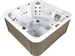 Beliani Vasca idromassaggio da esterno con LED CALIMA Bianco Argento Bianco Marrone