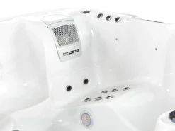 Beliani Vasca idromassaggio da esterno con LED CALIMA Bianco Argento Bianco Marrone