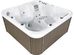 Beliani Vasca idromassaggio da esterno con LED CALIMA Bianco Argento Bianco Marrone