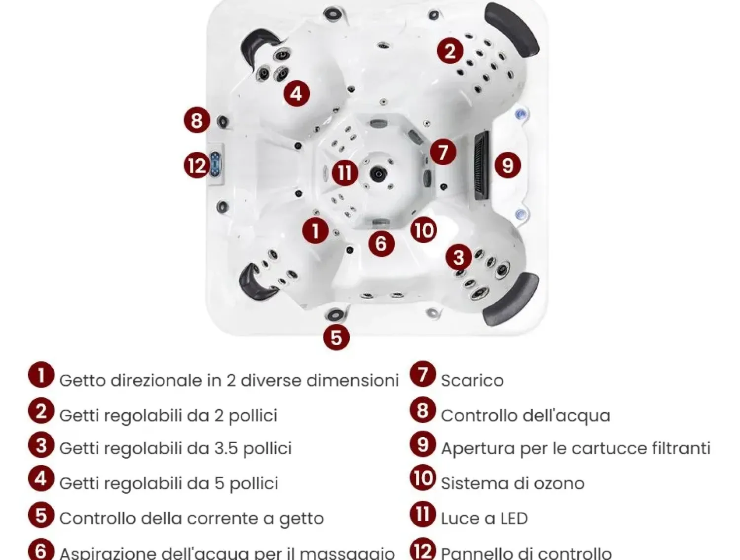 Best Beliani Vasca idromassaggio da esterno con LED VILLARRICA Bianco Argento Bianco Marrone