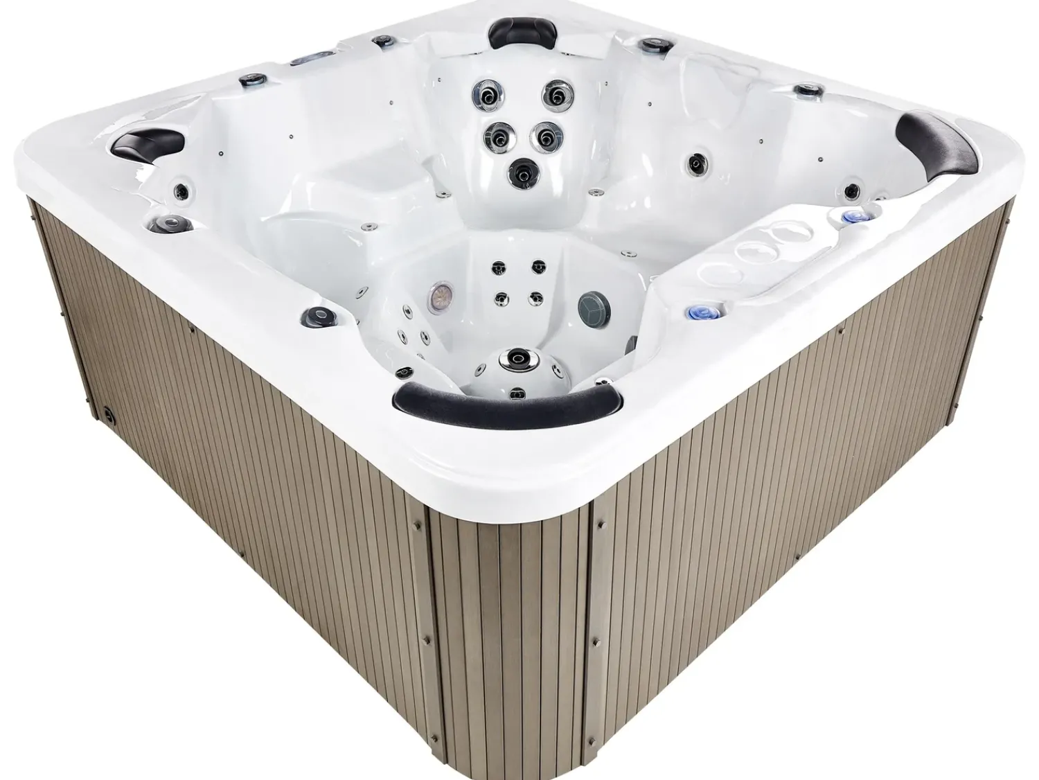 Best Beliani Vasca idromassaggio da esterno con LED VILLARRICA Bianco Argento Bianco Marrone