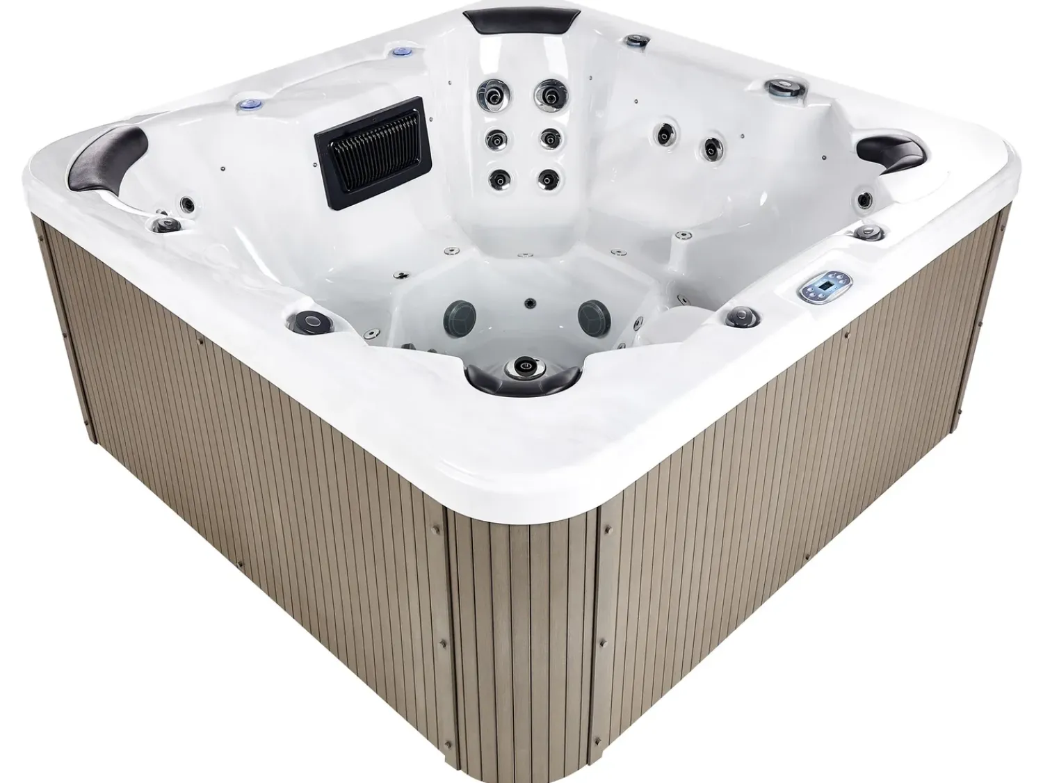 Best Beliani Vasca idromassaggio da esterno con LED VILLARRICA Bianco Argento Bianco Marrone