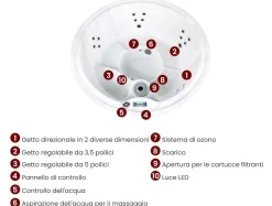Beliani Vasca idromassaggio da esterno con LED MARFIL Marrone Argento Bianco Marrone