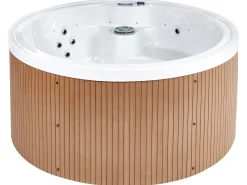 Beliani Vasca idromassaggio da esterno con LED MARFIL Marrone Argento Bianco Marrone