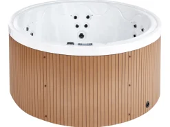 Beliani Vasca idromassaggio da esterno con LED MARFIL Marrone Argento Bianco Marrone