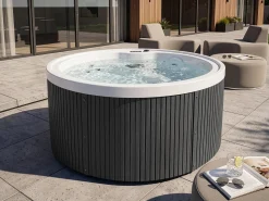 Best Beliani Vasca idromassaggio da esterno con LED MARFIL Grigio scuro Bianco Argento Grigio