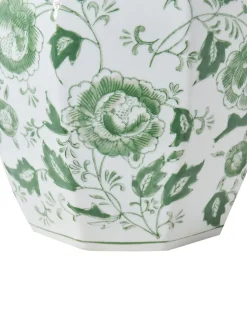 Best Beliani Vaso con coperchio FERROL Porcellana 29 cm Bianco/Verde Bianco Verde