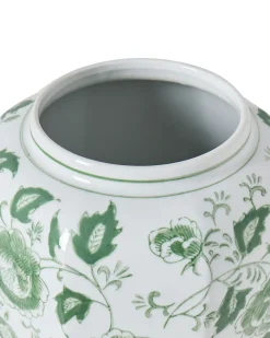 Best Beliani Vaso con coperchio FERROL Porcellana 29 cm Bianco/Verde Bianco Verde