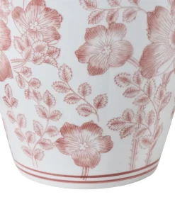 Beliani Vaso con coperchio MOGUER Porcellana 36 cm Rosso/Bianco Bianco Rosso