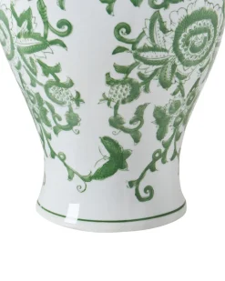 Sale Beliani Vaso con coperchio MONDRAGON Porcellana 37 cm Bianco/Verde Bianco Verde