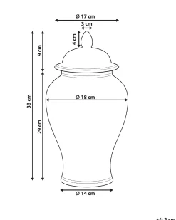 Beliani Vaso con coperchio SEWILLA Porcellana 38 cm Rosso/Bianco Bianco Rosso