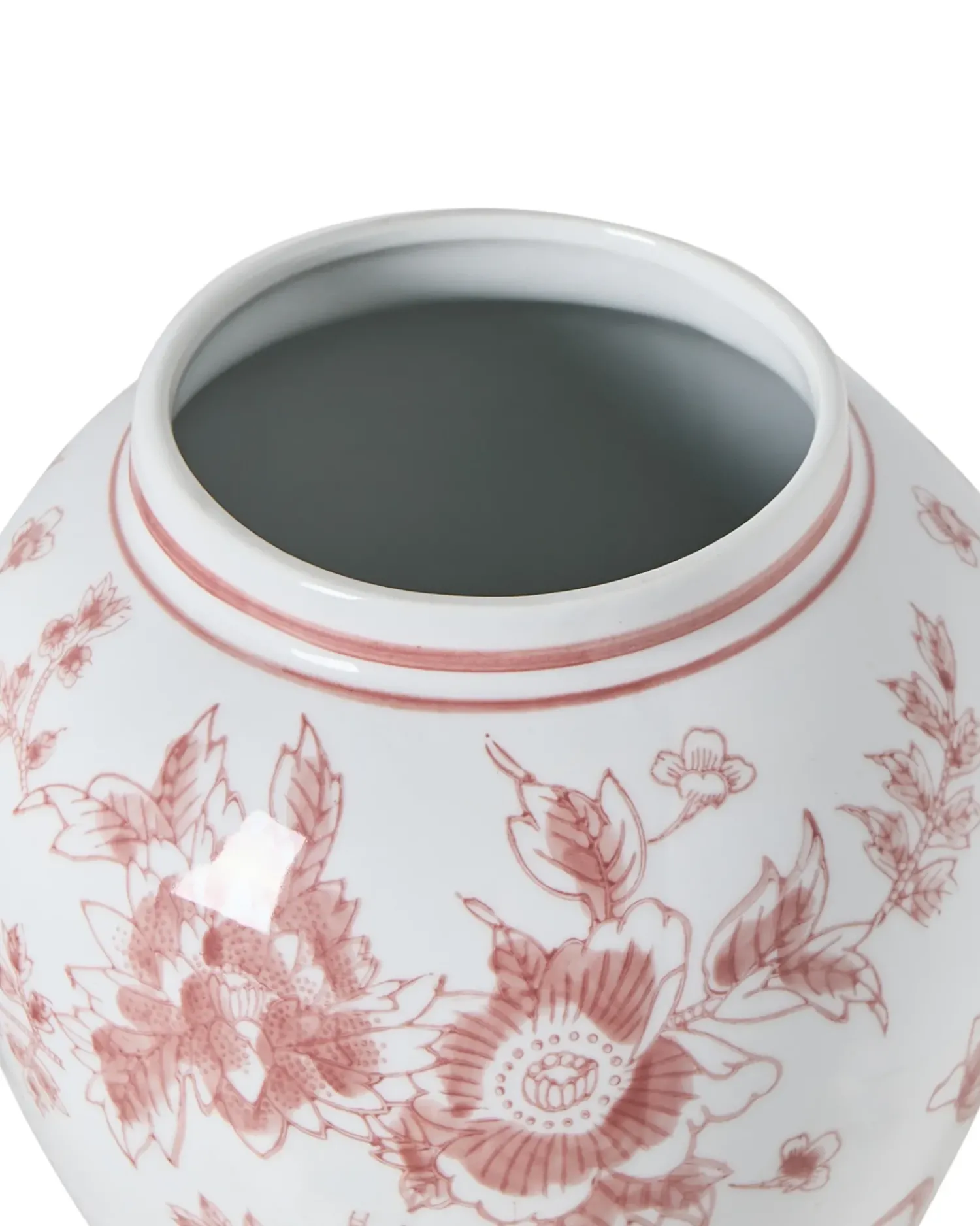 Beliani Vaso con coperchio SEWILLA Porcellana 38 cm Rosso/Bianco Bianco Rosso