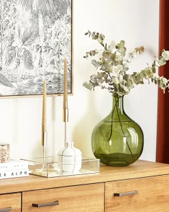 Discount Beliani Vaso da fiori ACHAAR Vetro 34 cm oliva Verde