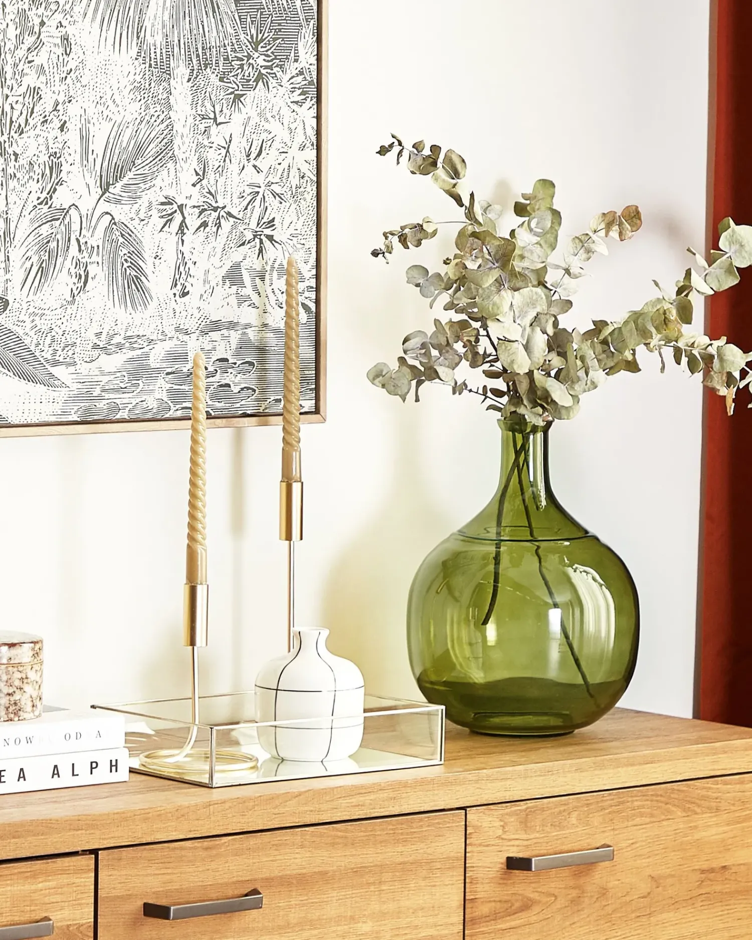 Discount Beliani Vaso da fiori ACHAAR Vetro 34 cm oliva Verde