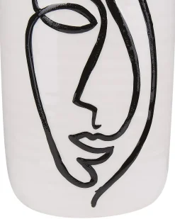 Discount Beliani Vaso da fiori AENUS Gres porcellanato 22 cm Bianco Bianco Nero