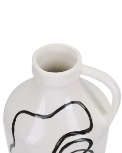 Beliani Vaso da fiori AGRINION Gres porcellanato 19 cm Bianco Bianco Nero