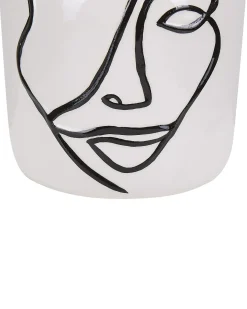 Beliani Vaso da fiori AGRINION Gres porcellanato 19 cm Bianco Bianco Nero