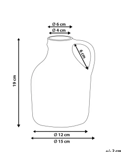 Beliani Vaso da fiori AGRINION Gres porcellanato 19 cm Bianco Bianco Nero