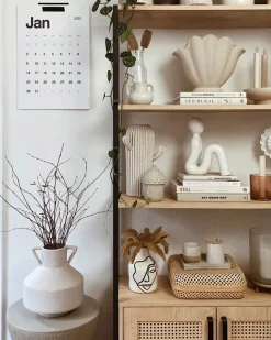 Beliani Vaso da fiori AGRINION Gres porcellanato 19 cm Bianco Bianco Nero