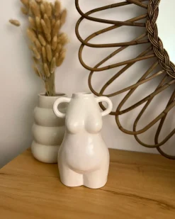 Hot Beliani Vaso da fiori AIGIO Ceramica 25 cm Bianco