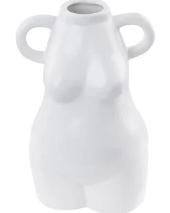 Hot Beliani Vaso da fiori AIGIO Ceramica 25 cm Bianco