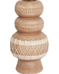 Online Beliani Vaso da fiori ALMIROS Ceramica 51 cm Marrone chiaro Beige Marrone