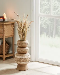 Online Beliani Vaso da fiori ALMIROS Ceramica 51 cm Marrone chiaro Beige Marrone