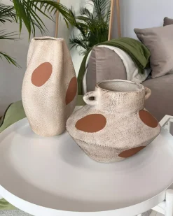 Online Beliani Vaso da fiori ALOSIDAE Gres porcellanato 19 cm Beige chiaro Beige Marrone