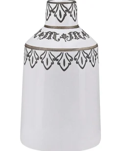 Sale Beliani Vaso da fiori AMISOS Gres porcellanato 25 cm Bianco Bianco Nero
