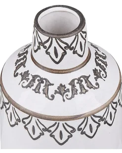 Sale Beliani Vaso da fiori AMISOS Gres porcellanato 25 cm Bianco Bianco Nero