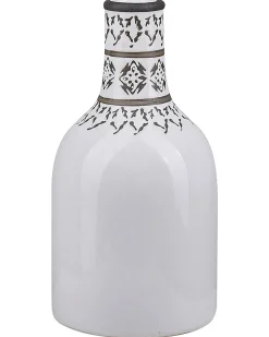 Outlet Beliani Vaso da fiori ANKON Gres porcellanato 25 cm Bianco Bianco Nero