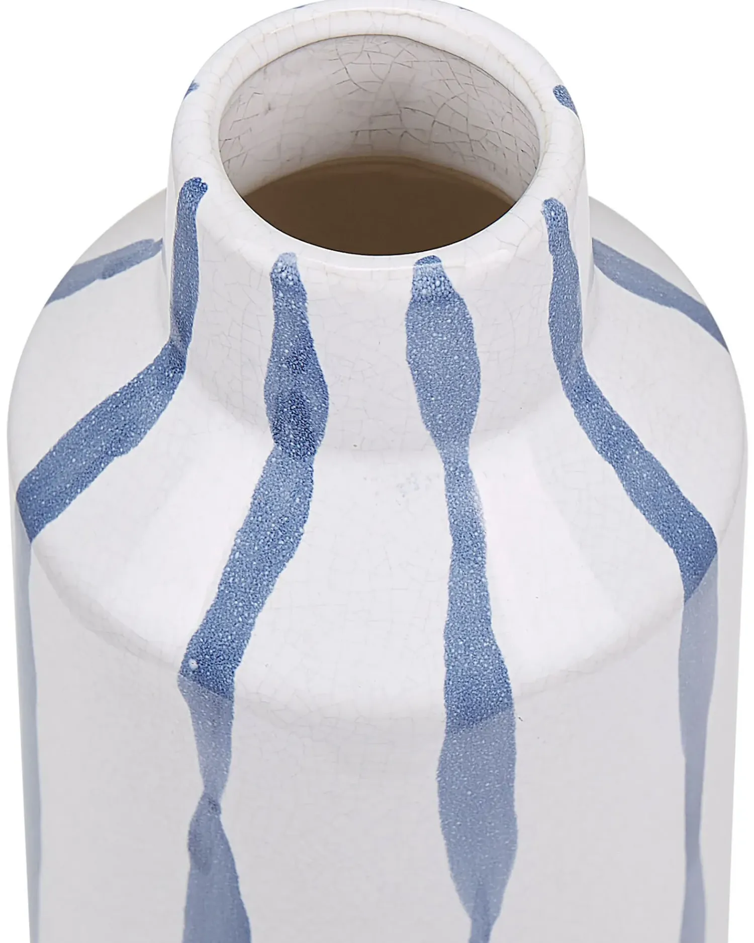 Clearance Beliani Vaso da fiori ASSUS Gres porcellanato 22 cm Bianco Bianco Blu