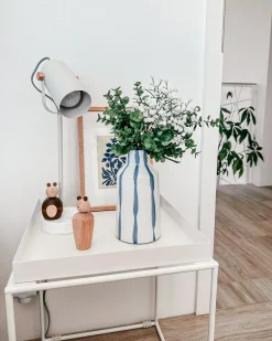 Clearance Beliani Vaso da fiori ASSUS Gres porcellanato 22 cm Bianco Bianco Blu