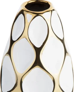 Sale Beliani Vaso da fiori AVILA Gres porcellanato 36 cm Bianco Bianco Oro