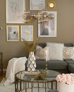 Sale Beliani Vaso da fiori AVILA Gres porcellanato 36 cm Bianco Bianco Oro