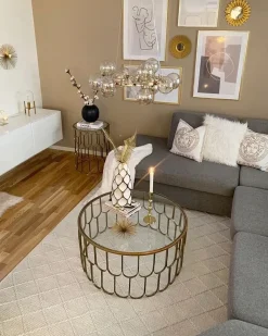 Sale Beliani Vaso da fiori AVILA Gres porcellanato 36 cm Bianco Bianco Oro
