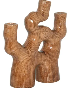 Beliani Vaso da fiori BARBUS Gres porcellanato 31 cm Marrone