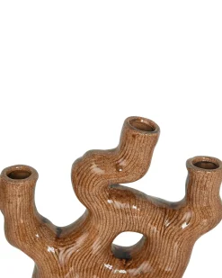 Beliani Vaso da fiori BARBUS Gres porcellanato 31 cm Marrone
