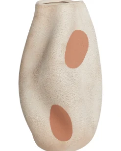 Beliani Vaso da fiori BATOIDEA Gres porcellanato 25 cm Beige chiaro Beige Marrone