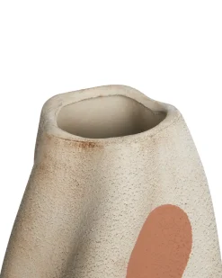 Beliani Vaso da fiori BATOIDEA Gres porcellanato 25 cm Beige chiaro Beige Marrone